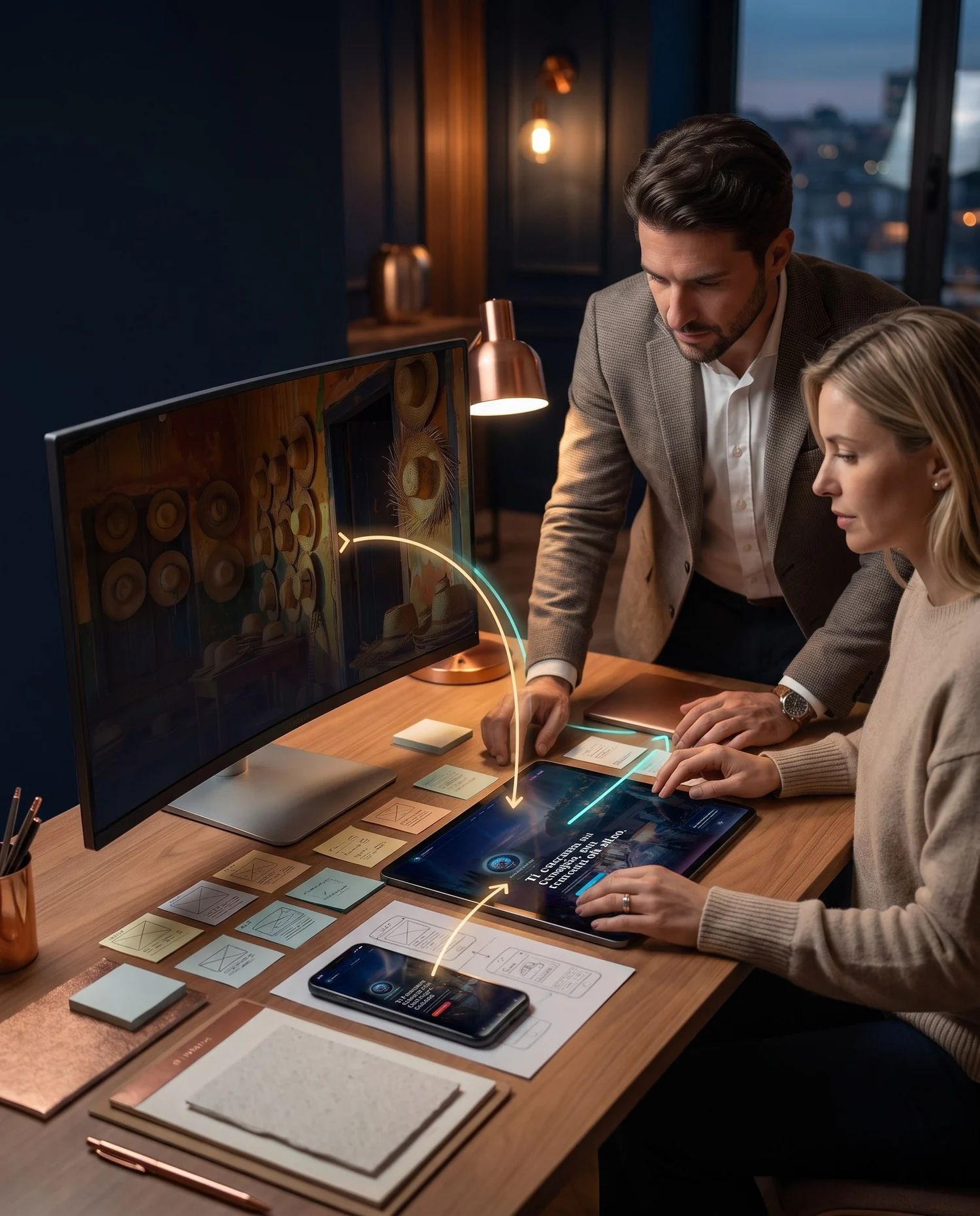 Strategia digitale per attività premium con interfacce futuristiche